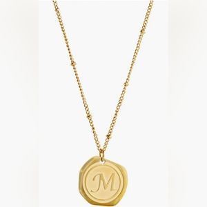 Savvy Cie 22k gold plated coin initial necklace "M"